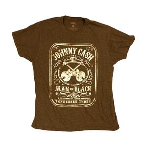 Johnny Cash Graphic T-Shirt Mens XL Brown Excellent Man In Black Tennessee Three
